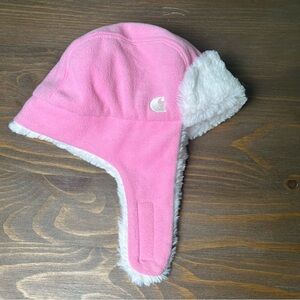 Carhartt Infant Toddler Pink Sherpa Fleece Lined Trapper Beanie Ear Flap Hat